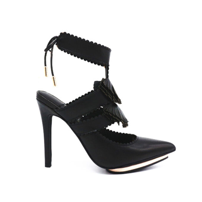 FAN TASSEL DZUGUDINI SLING -BACK TIE PUMP