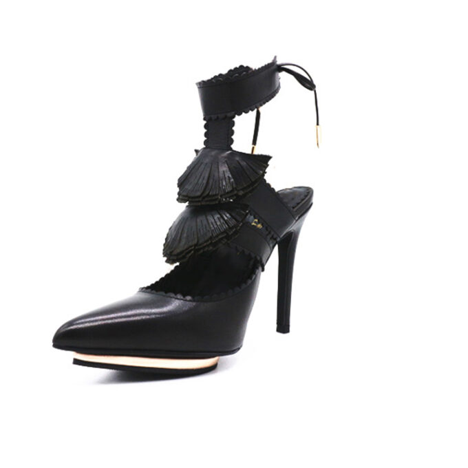 FAN TASSEL DZUGUDINI SLING -BACK TIE PUMP