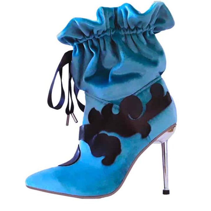ISADSHI VELVET LEATHER APPLIQUE BOOTIE