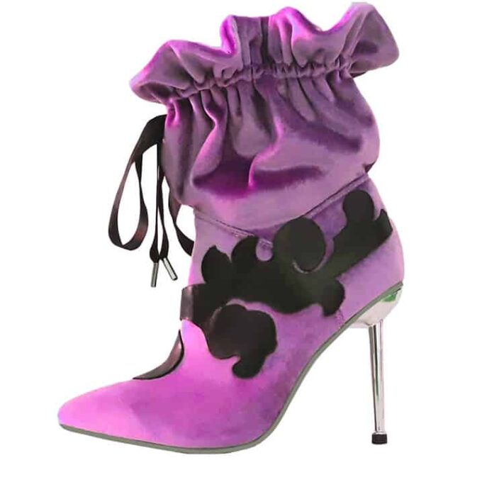 ISADSHI VELVET LEATHER APPLIQUE BOOTIE